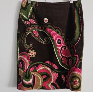 Trina Turk Los Angeles SZ 2 Brown/Pink/Green Paisley Corduroy Fully Line…